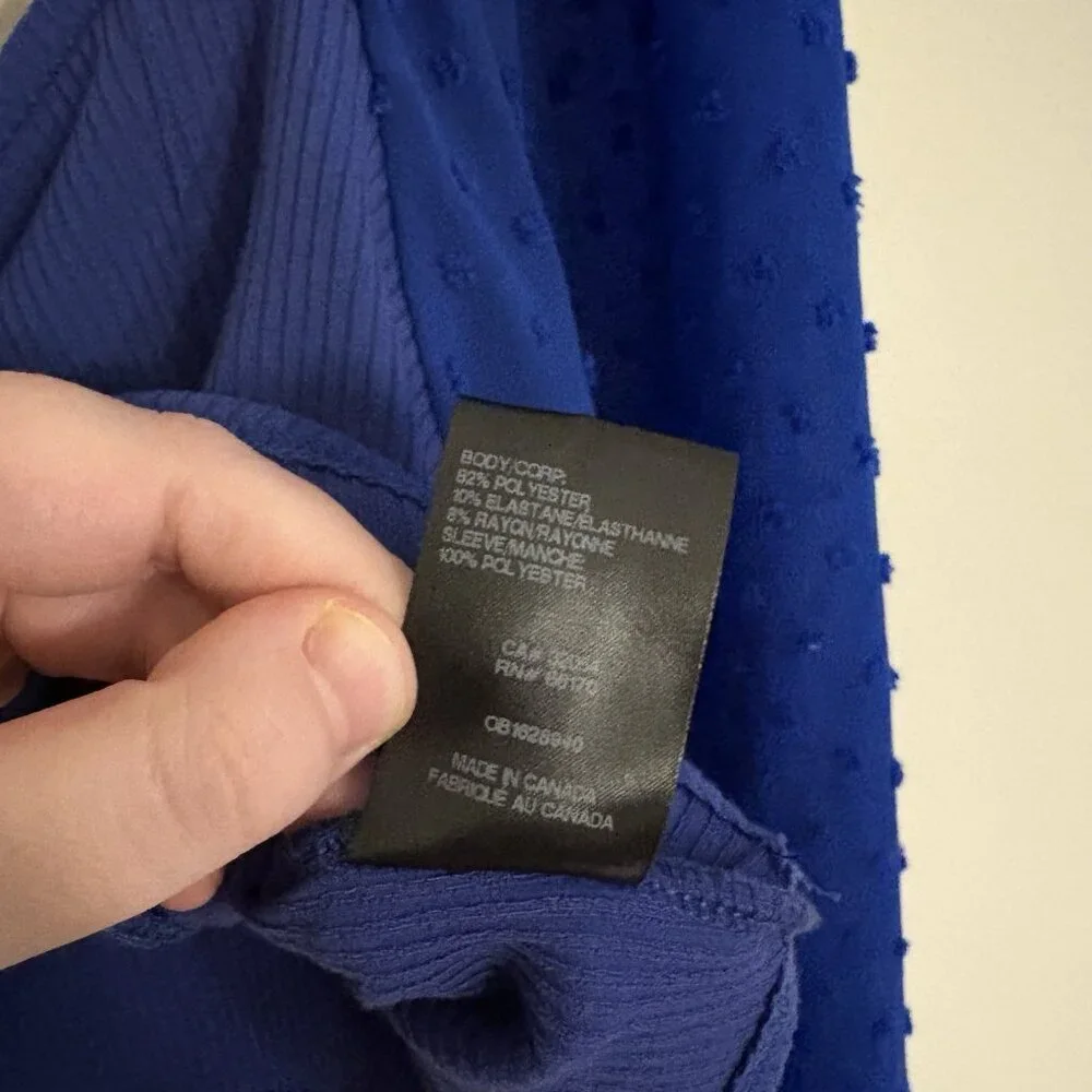 Urban Outfitters Women XXL Blue Puff Sleeve Cutout Mirabel Bustier Crop Blouse